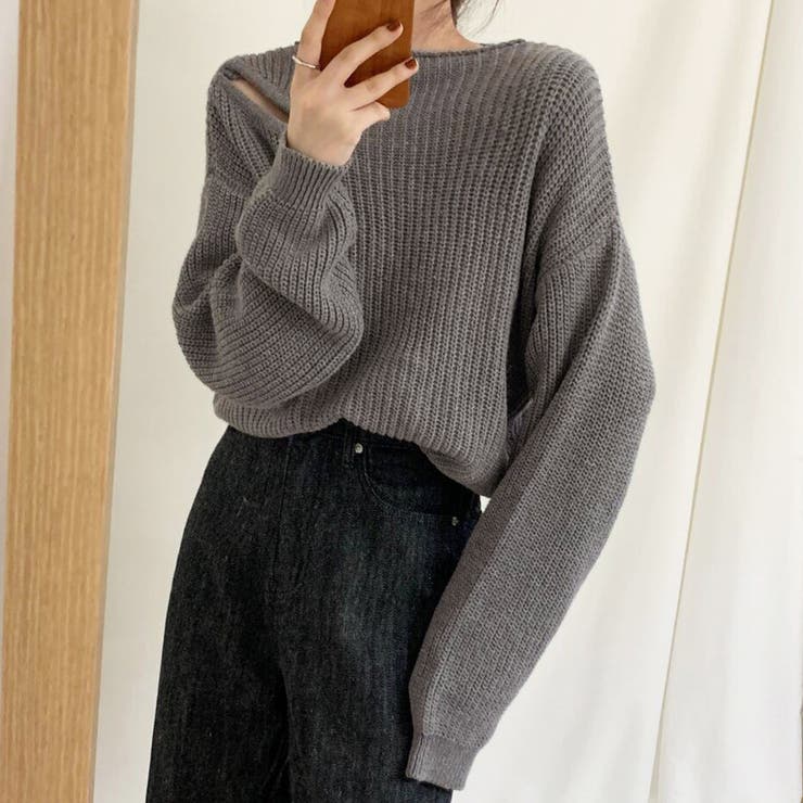 ニットトップス 肩出し セクシー 秋冬[品番：II000007965