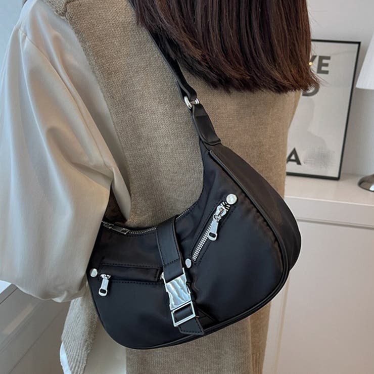 ブラック | ショルダーバッグ 小さめ ホーボバッグ | SUNSHINE CLOSET