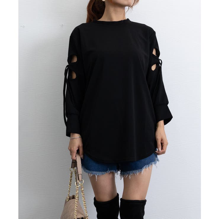 ブラック | Tシャツカットソー ゆったりトップス | Miniministore