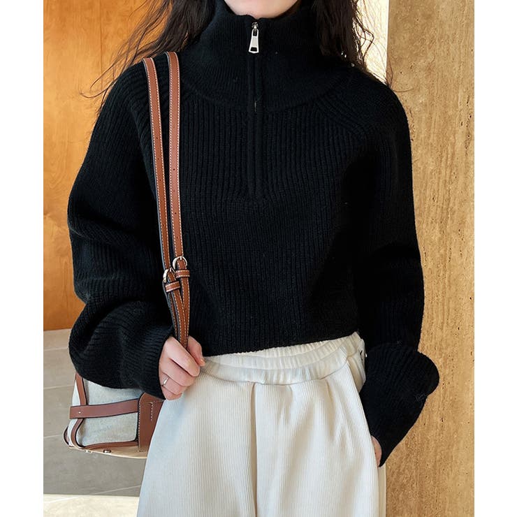ブラック | ニットトップス ショート丈 レディース | Miniministore