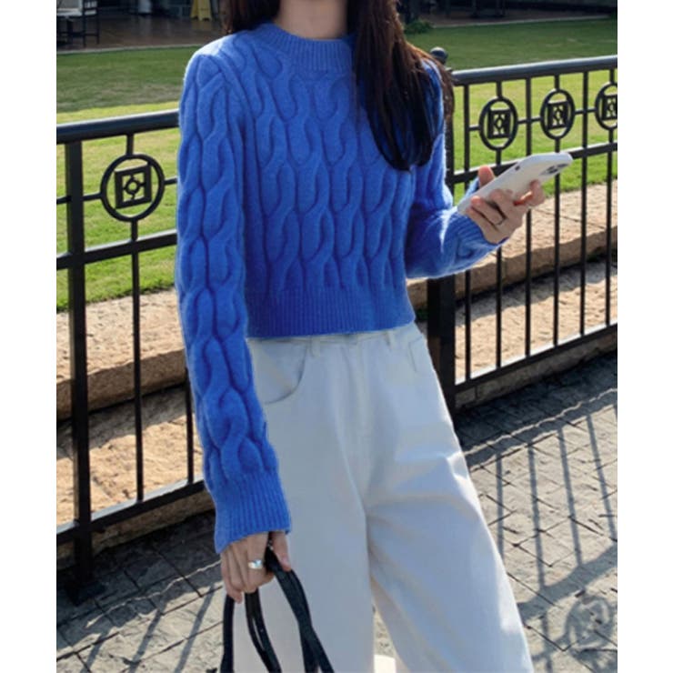 ロイヤルブルー | ニットトップス ショート丈 レディース | Miniministore