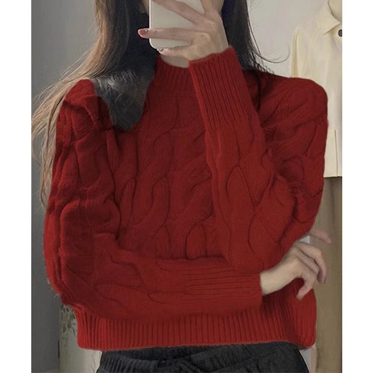 ワインレッド | ニットトップス ショート丈 レディース | Miniministore