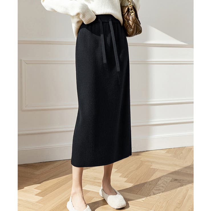 ブラック | ロングスカート ミモレ丈 秋冬服 韓国風 | Miniministore