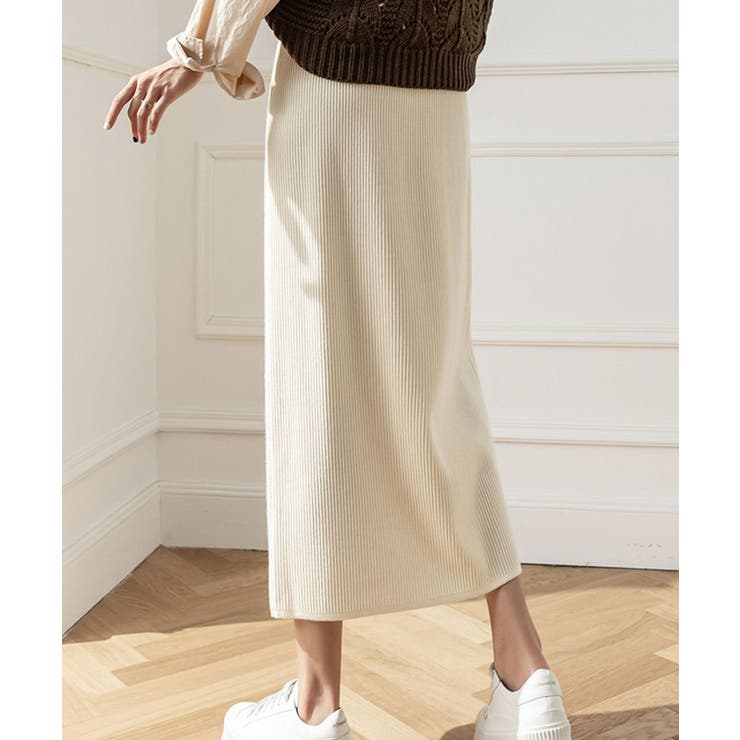 アイボリー | ロングスカート ミモレ丈 秋冬服 韓国風 | Miniministore