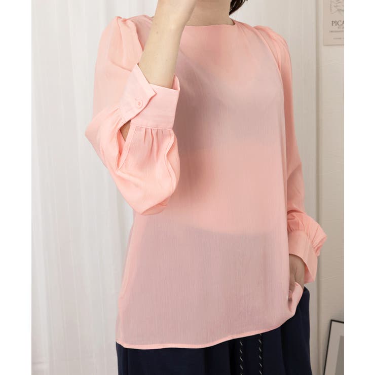 ピンク | ブラウス ゆったり 長袖トップス 透け感 | Miniministore