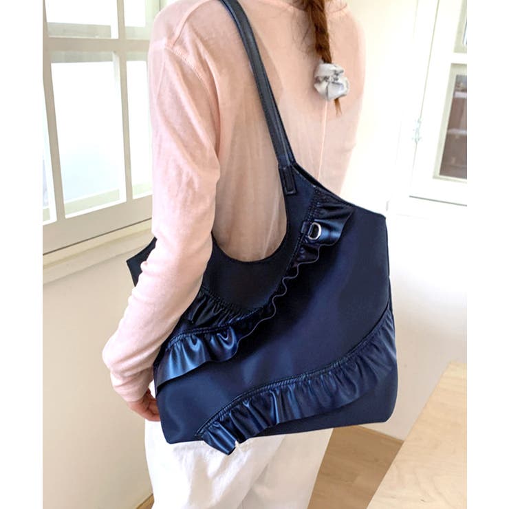 ネイビー | トートバッグ 大容量 肩掛けバッグ 合皮 | Miniministore