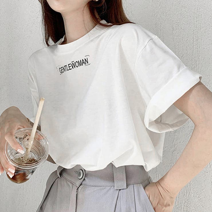英字ロゴ 半袖Tシャツ ロングT 着やせ[品番：II000008350