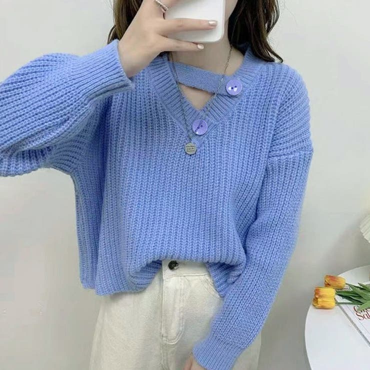 ニットトップス 春秋冬 畦編みニット[品番：II000009430