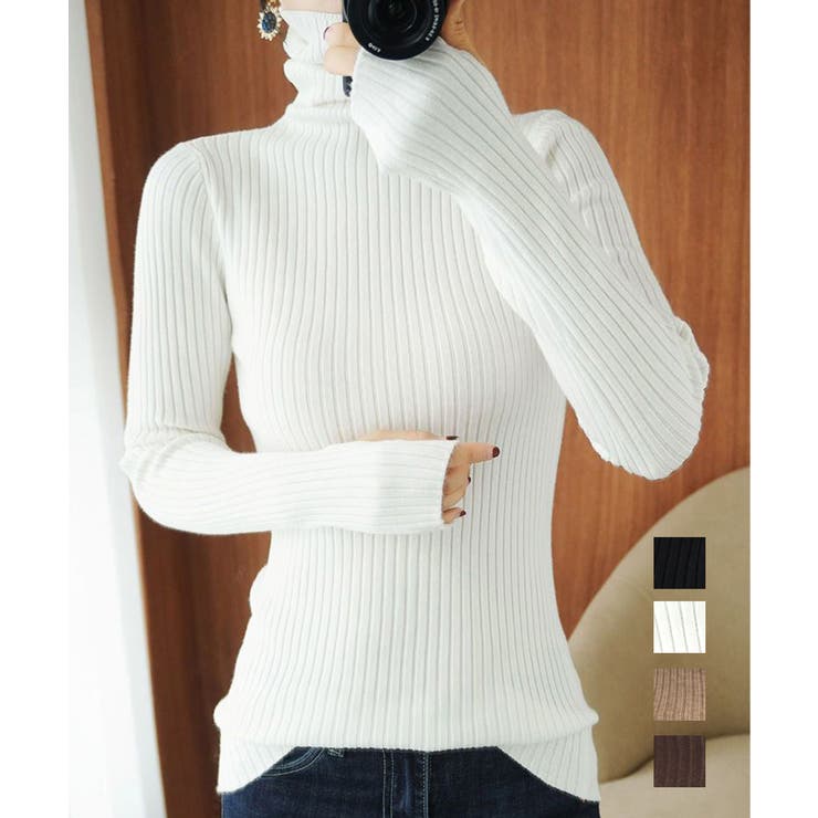 ニットトップス ハイネック 指穴デザイン | Miniministore | 詳細画像1 