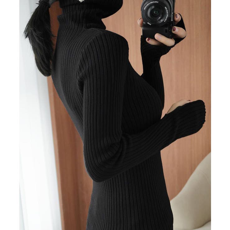 ニットトップス ハイネック 指穴デザイン | Miniministore | 詳細画像3 