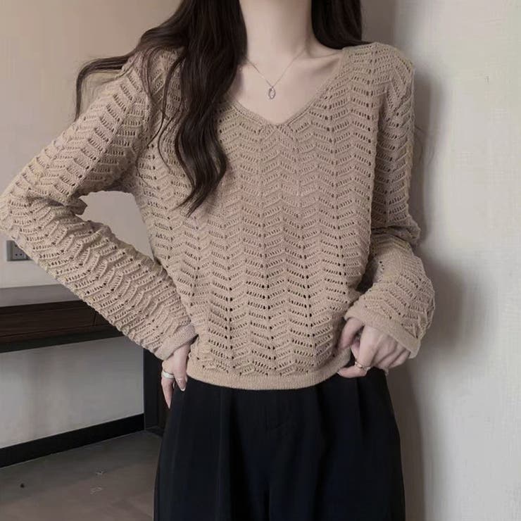 透かし編みニット メッシュニット 春秋冬 | Miniministore | 詳細画像5 