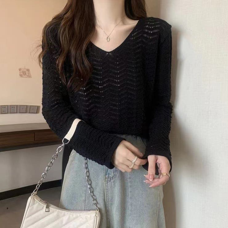 透かし編みニット メッシュニット 春秋冬 | Miniministore | 詳細画像7 