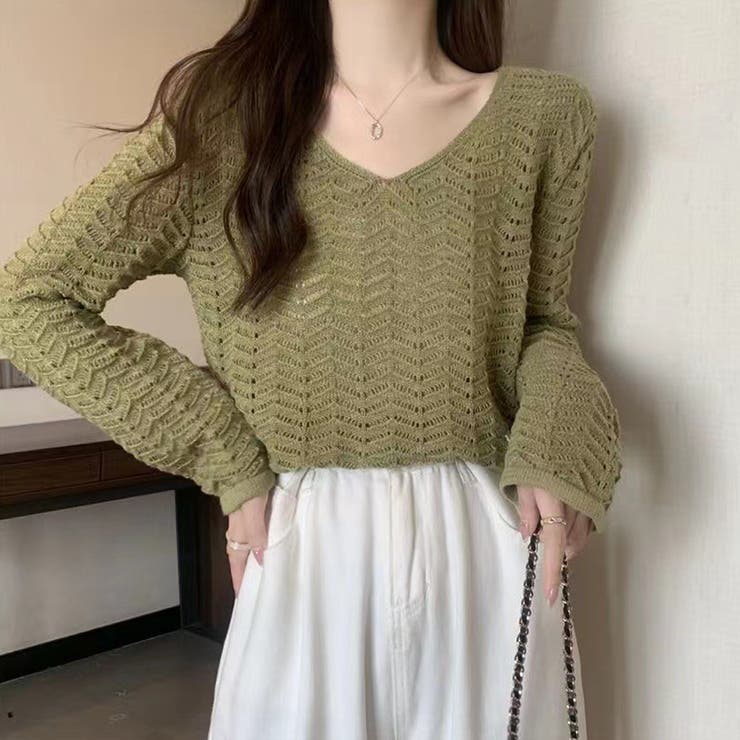 透かし編みニット メッシュニット 春秋冬 | Miniministore | 詳細画像8 