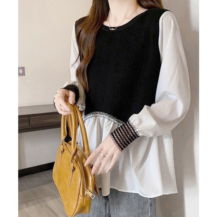 シャツブラウス 異素材 トップス 長袖 | Miniministore | 詳細画像2 