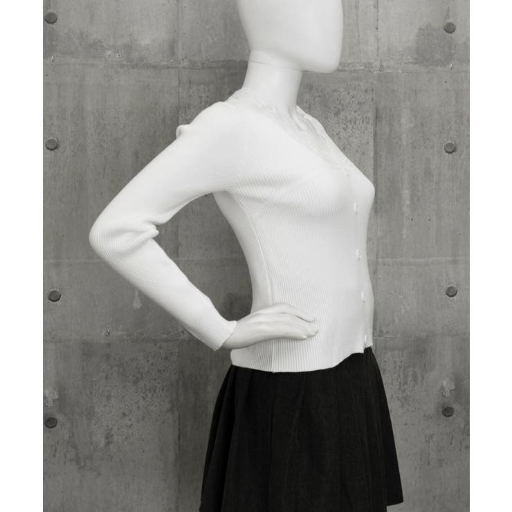 ニットトップス Vネック レース切替え | Miniministore | 詳細画像13