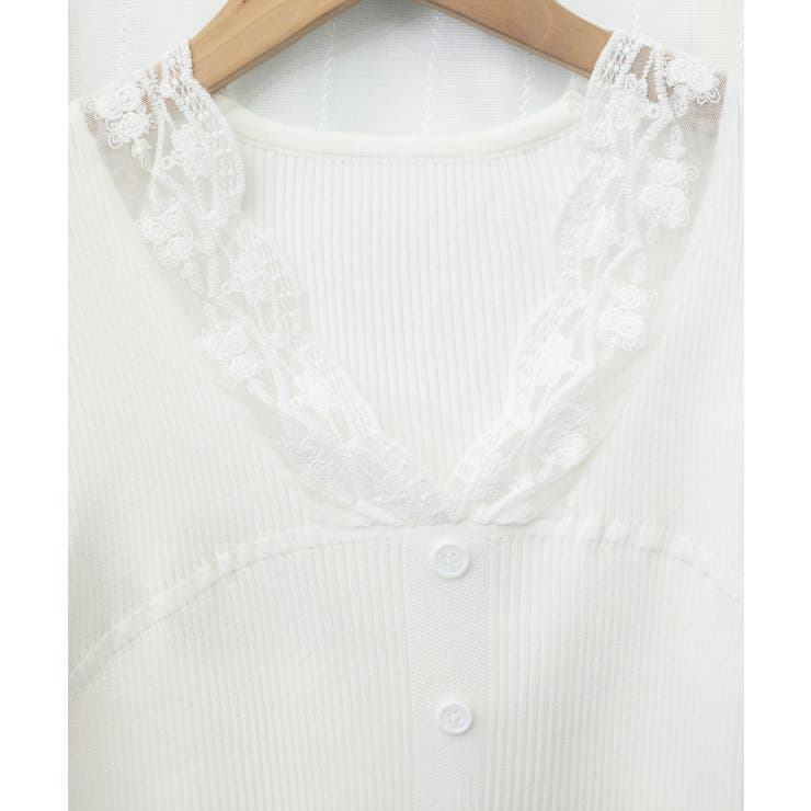 ニットトップス Vネック レース切替え | Miniministore | 詳細画像15