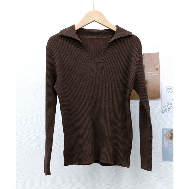 リブニットトップス Vネック 春秋冬 | Miniministore | 詳細画像12
