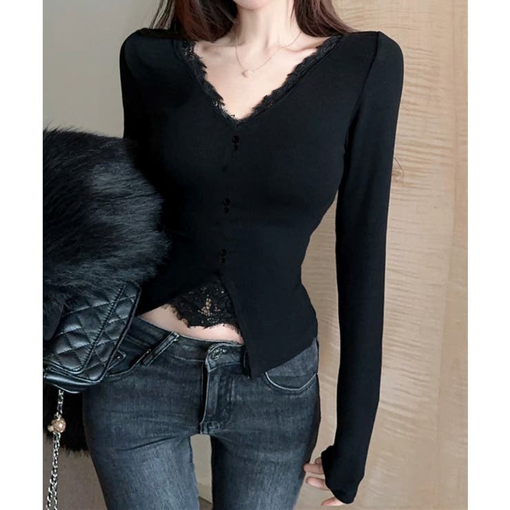 カットソー レース切り替え 長袖Tシャツ | Miniministore | 詳細画像2 