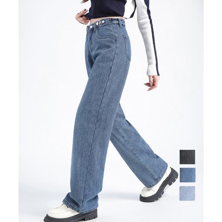 デニムパンツ ウエスト調整可能 ボトムス | Miniministore | 詳細画像1 