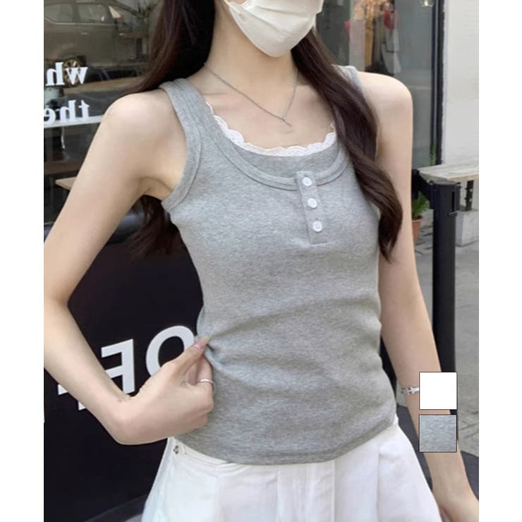 タンクトップ Uネック 韓国風 重ね着 | Miniministore | 詳細画像1 