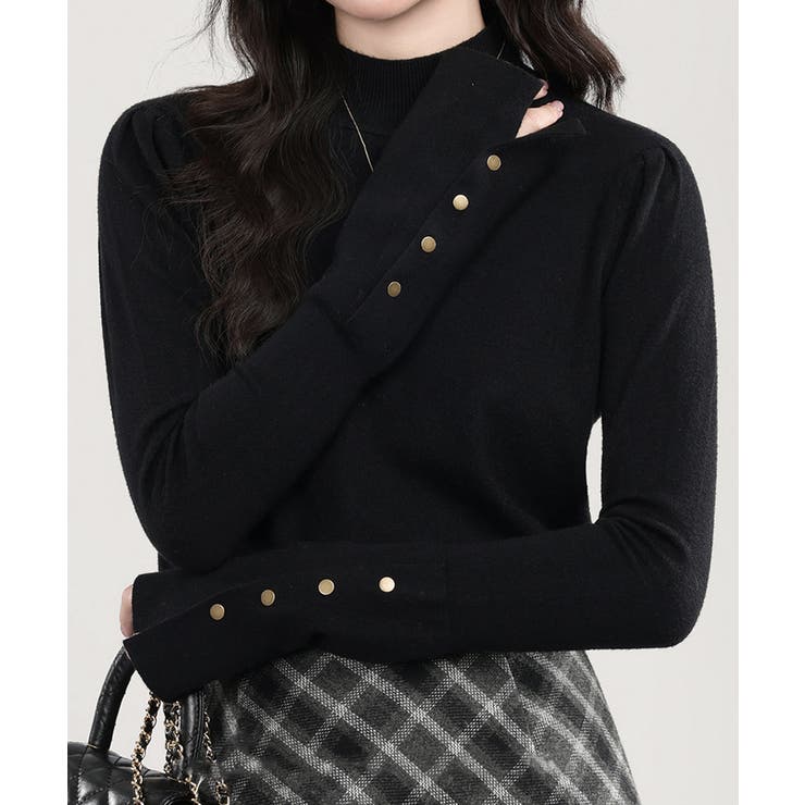 ニットトップス 長袖 ハイネック 重ね着 | Miniministore | 詳細画像4 