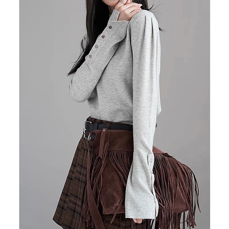 ニットトップス 長袖 ハイネック 重ね着 | Miniministore | 詳細画像5 