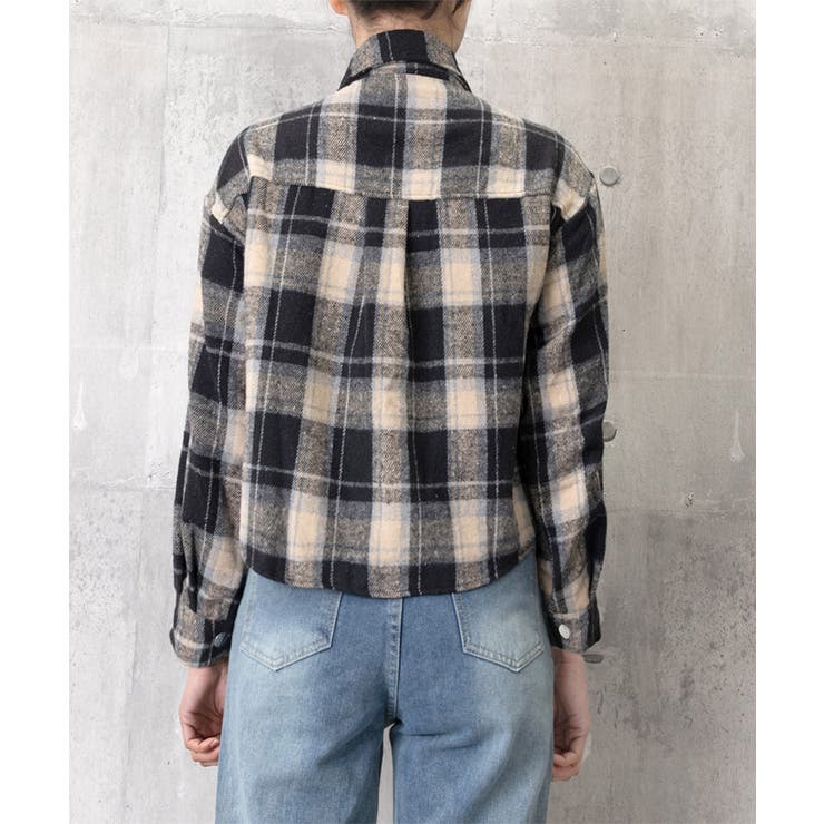チェックシャツ ショート丈 長袖トップス | Miniministore | 詳細画像8 