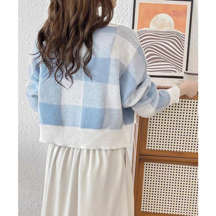 チェック柄ニット ショート丈 長袖ニット | Miniministore | 詳細画像4 