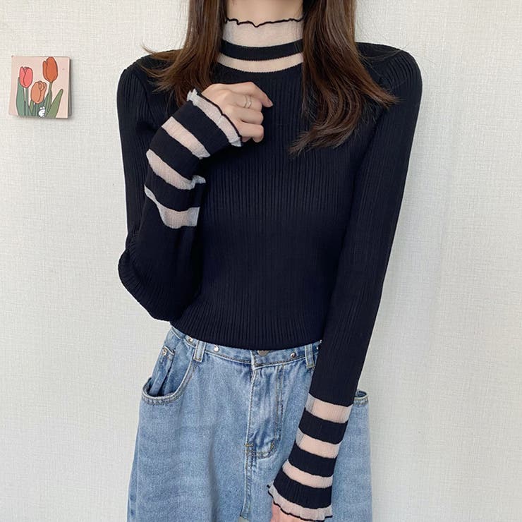 ニットトップス レース プルオーバー | Miniministore | 詳細画像4 