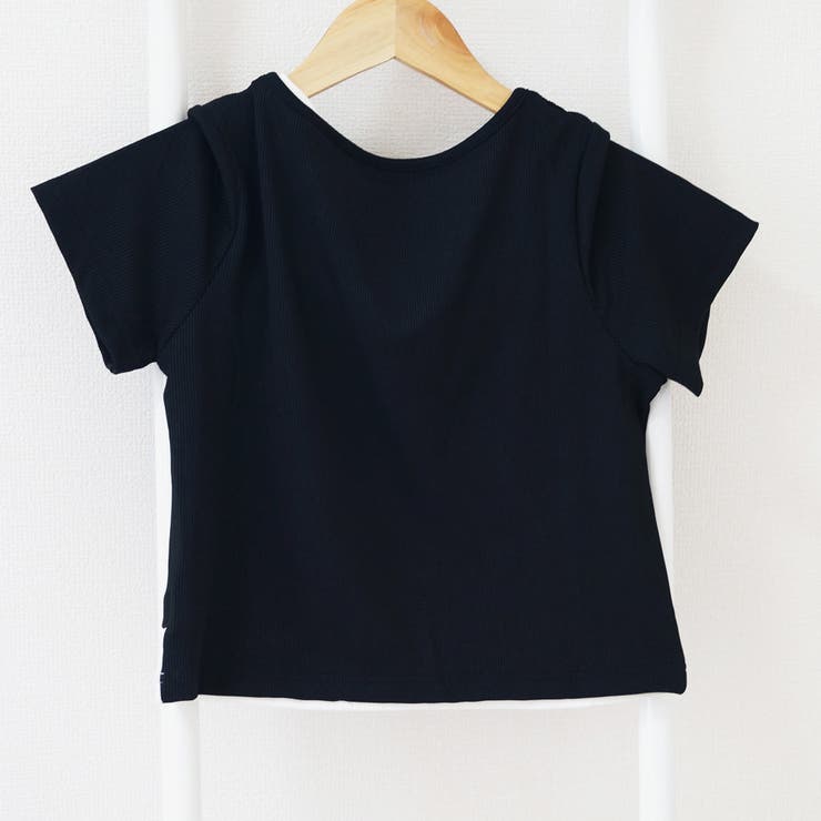 ショート丈トップス へそ出し Tシャツ[品番：II000008576