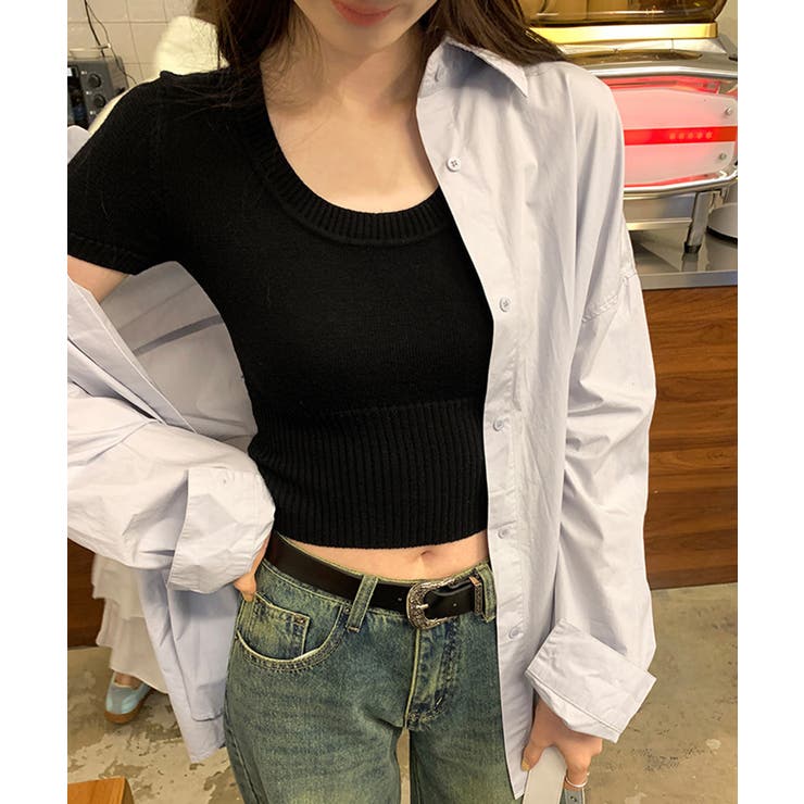 サマーニット Uネック クロップド丈夏服 | Miniministore | 詳細画像4 