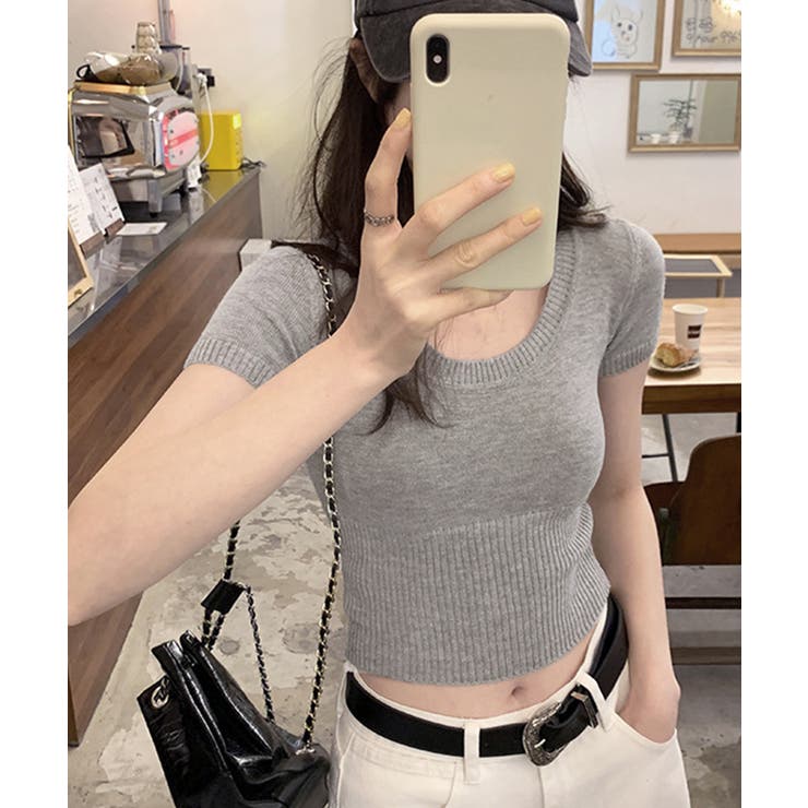 サマーニット Uネック クロップド丈夏服 | Miniministore | 詳細画像5 