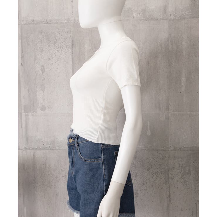 サマーニット Uネック クロップド丈夏服 | Miniministore | 詳細画像7 
