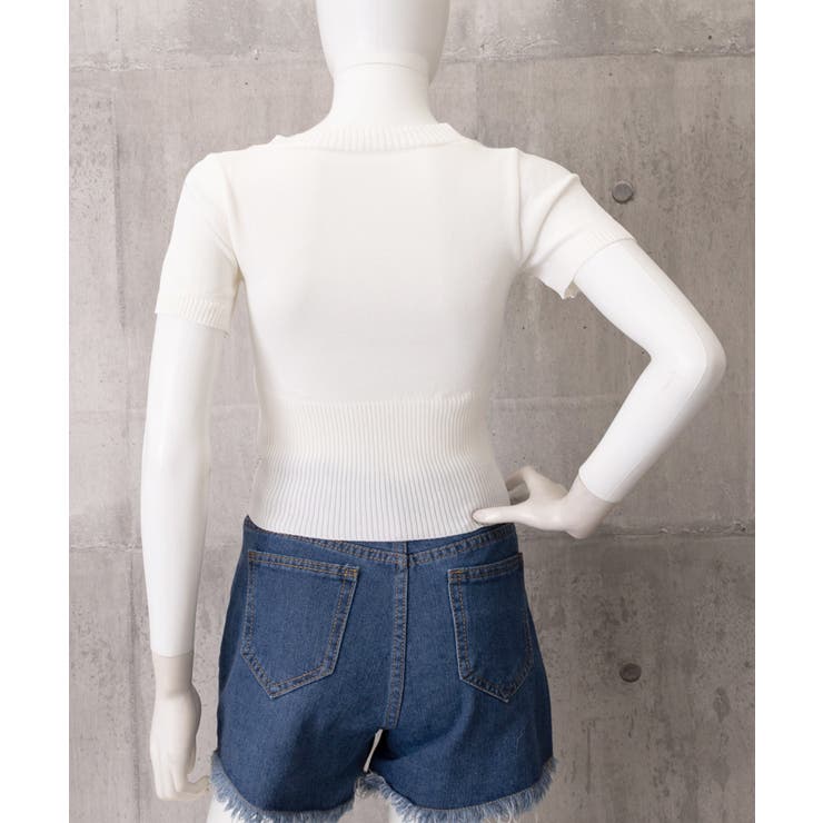 サマーニット Uネック クロップド丈夏服 | Miniministore | 詳細画像8 