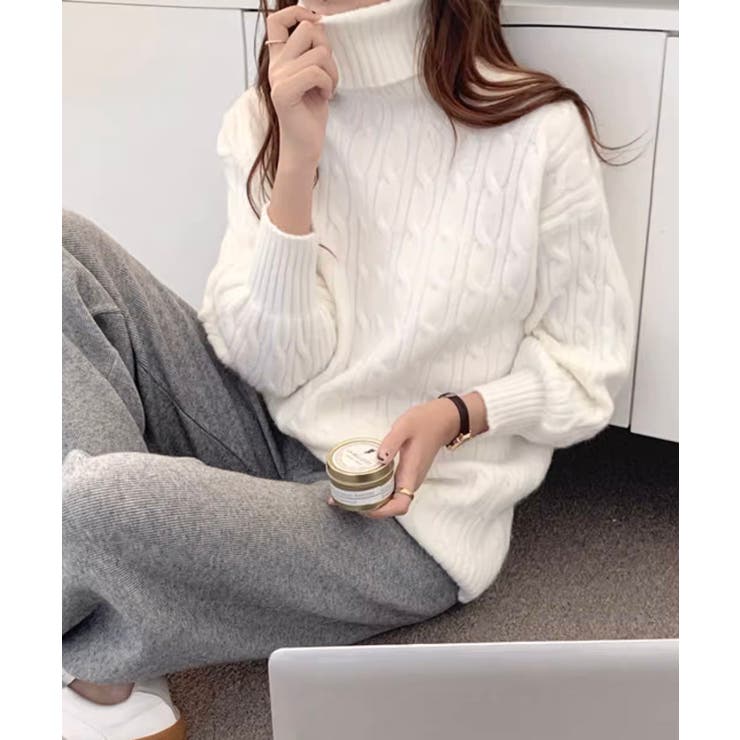 ニットトップス 長袖 ケーブル編み 秋冬 | Miniministore | 詳細画像3 