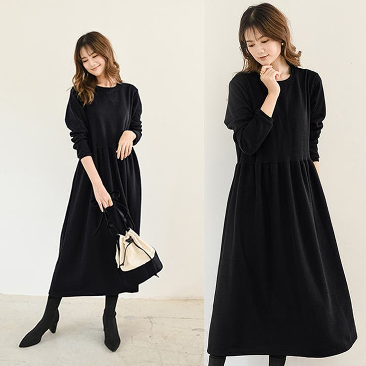 早割切符 ロングワンピース ギャザー入り 妊婦服[品番：II000007764 XLサイズ以上