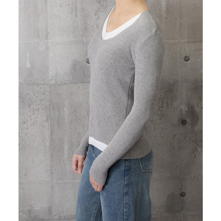 ニットトップス レイヤード風 Vネック服 | Miniministore | 詳細画像10 