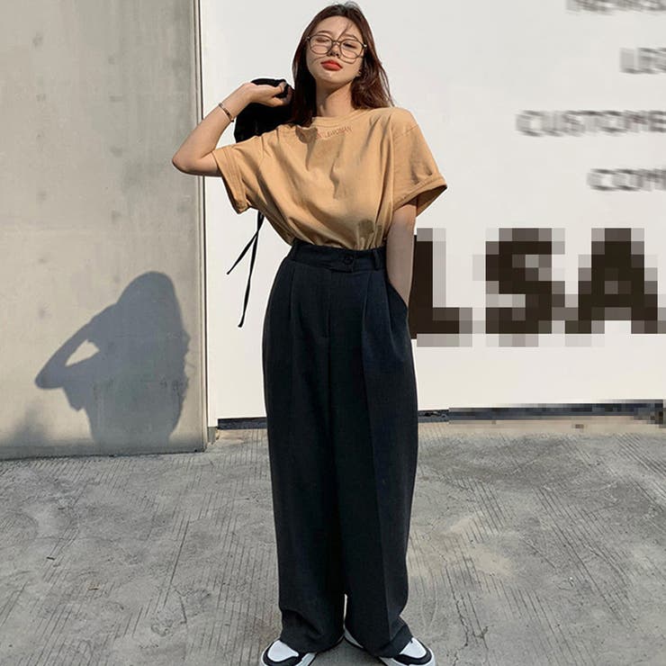 英字ロゴ 半袖Tシャツ ロングT 着やせ[品番：II000008350