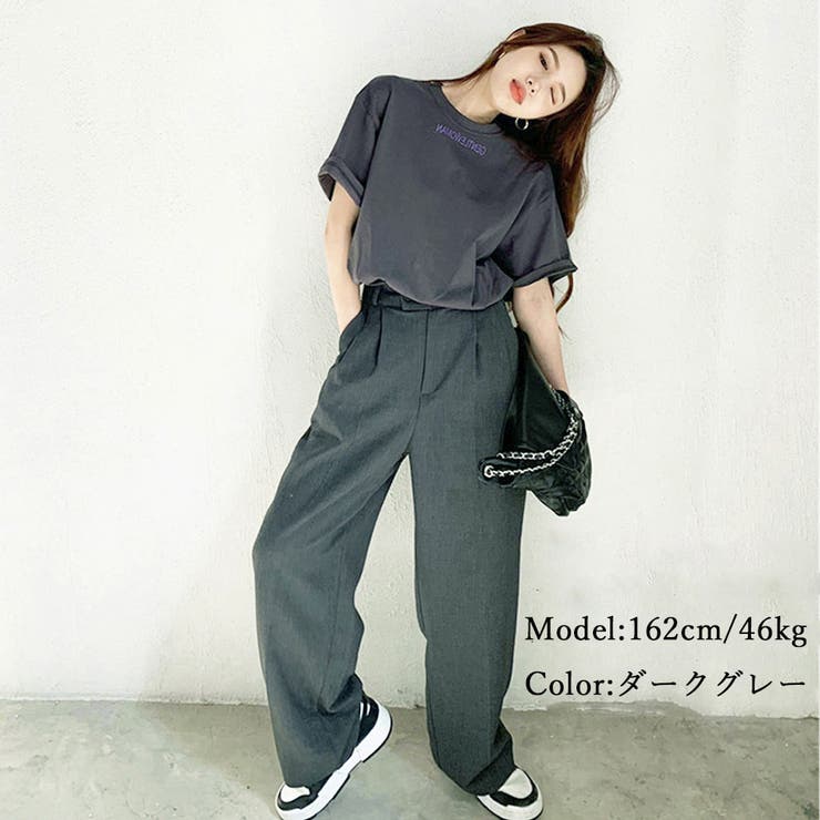 英字ロゴ 半袖Tシャツ ロングT 着やせ[品番：II000008350