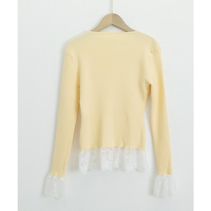 ニットトップス レース切替え Vネック服 | Miniministore | 詳細画像12 
