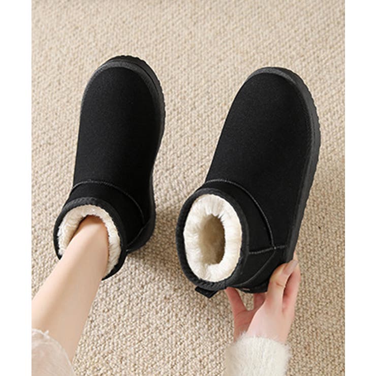 ブラック | ムートンブーツ レディース美脚ボアブーツ | Miniministore