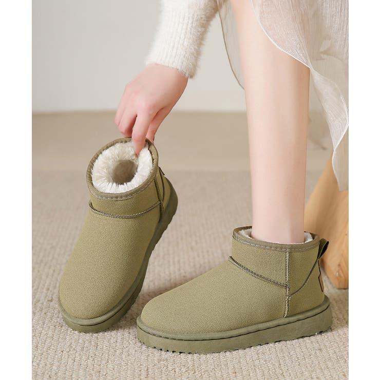カーキ | ムートンブーツ レディース美脚ボアブーツ | Miniministore