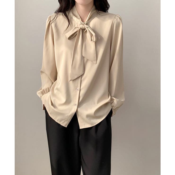 ベージュ | とろみブラウス オフィスカジュアル 通勤服体型カバー | SUNSHINE CLOSET