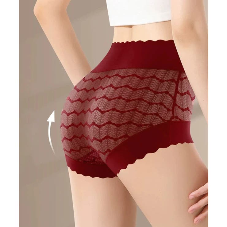 ワインレッド | ハイウエスト総レースショーツ スカラップ | Miniministore