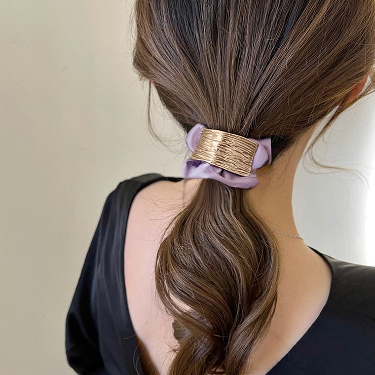 ラベンダー | プレート付きシュシュ 大人っぽいヘアゴム | Miniministore