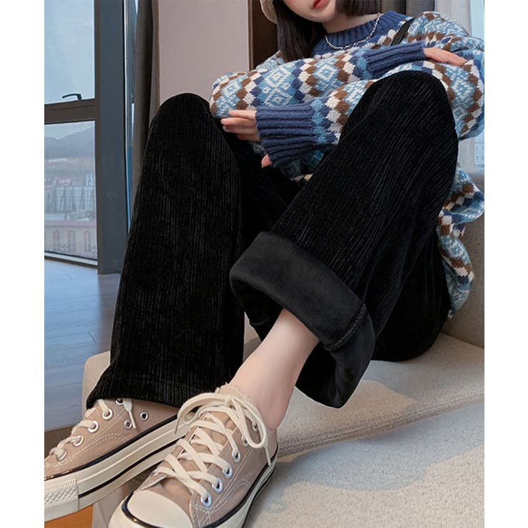 ブラック | 裏起毛 コーデュロイパンツ レディース冬 | SUNSHINE CLOSET
