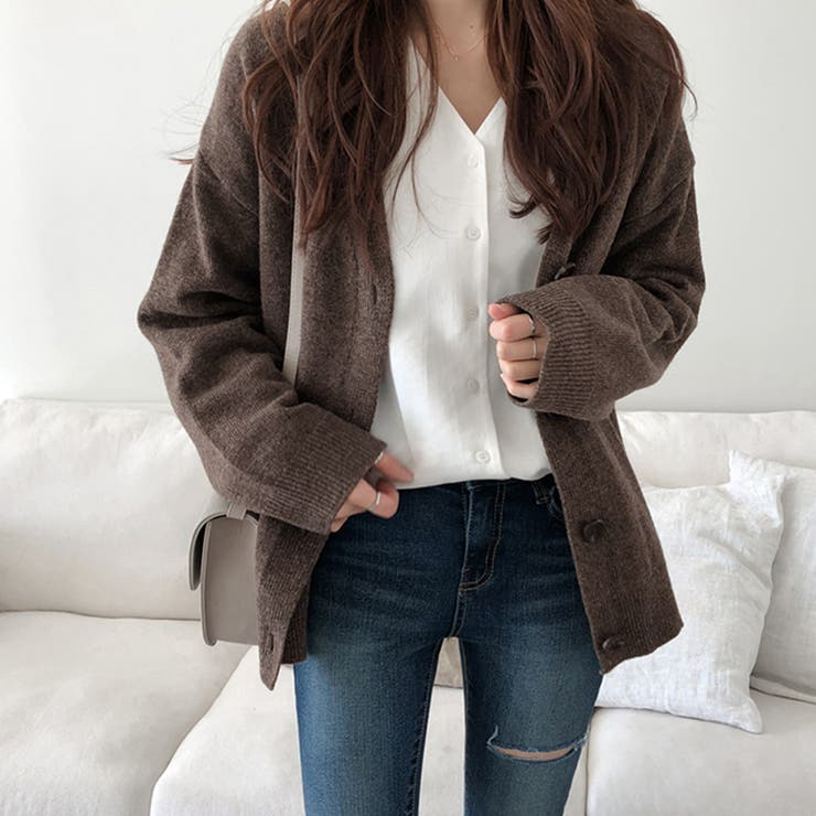 ダークブラウン | ニットカーディガン レディース アウター | Miniministore