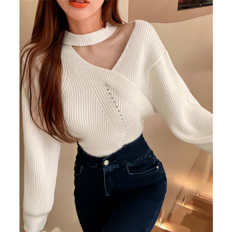 アイボリー | ショート丈 ニットトップスレディース秋冬 | Miniministore