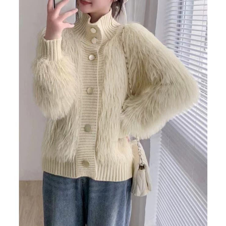 ファーカーディガン スタンドカラー 韓国 [品番：AGCW0005225]｜ANGELCLOSET（エンジェルクローゼット）のレディースファッション通販｜SHOPLIST（ショップリスト）