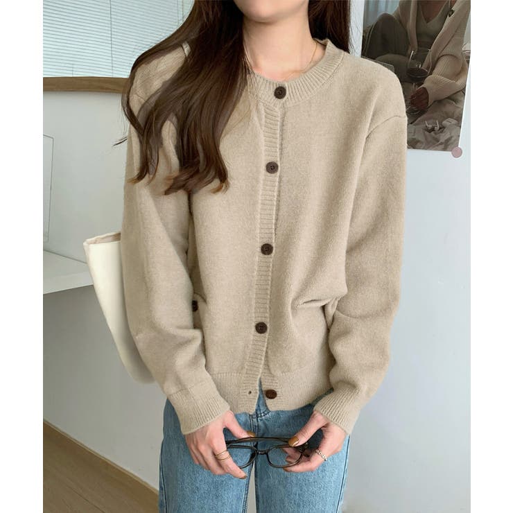 ベージュ | ニットカーディガン ポケット付き 秋冬服 | Miniministore